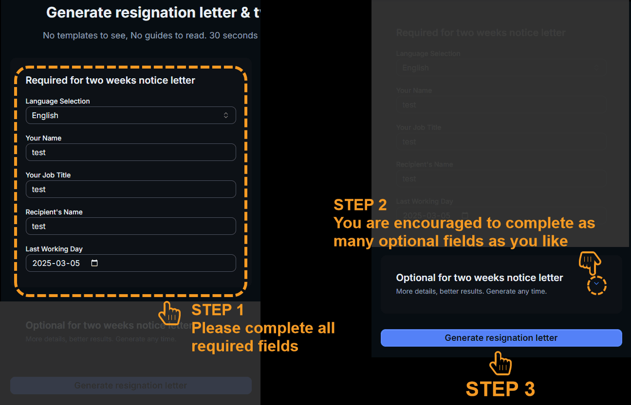 How to use the AI resignation letter generator